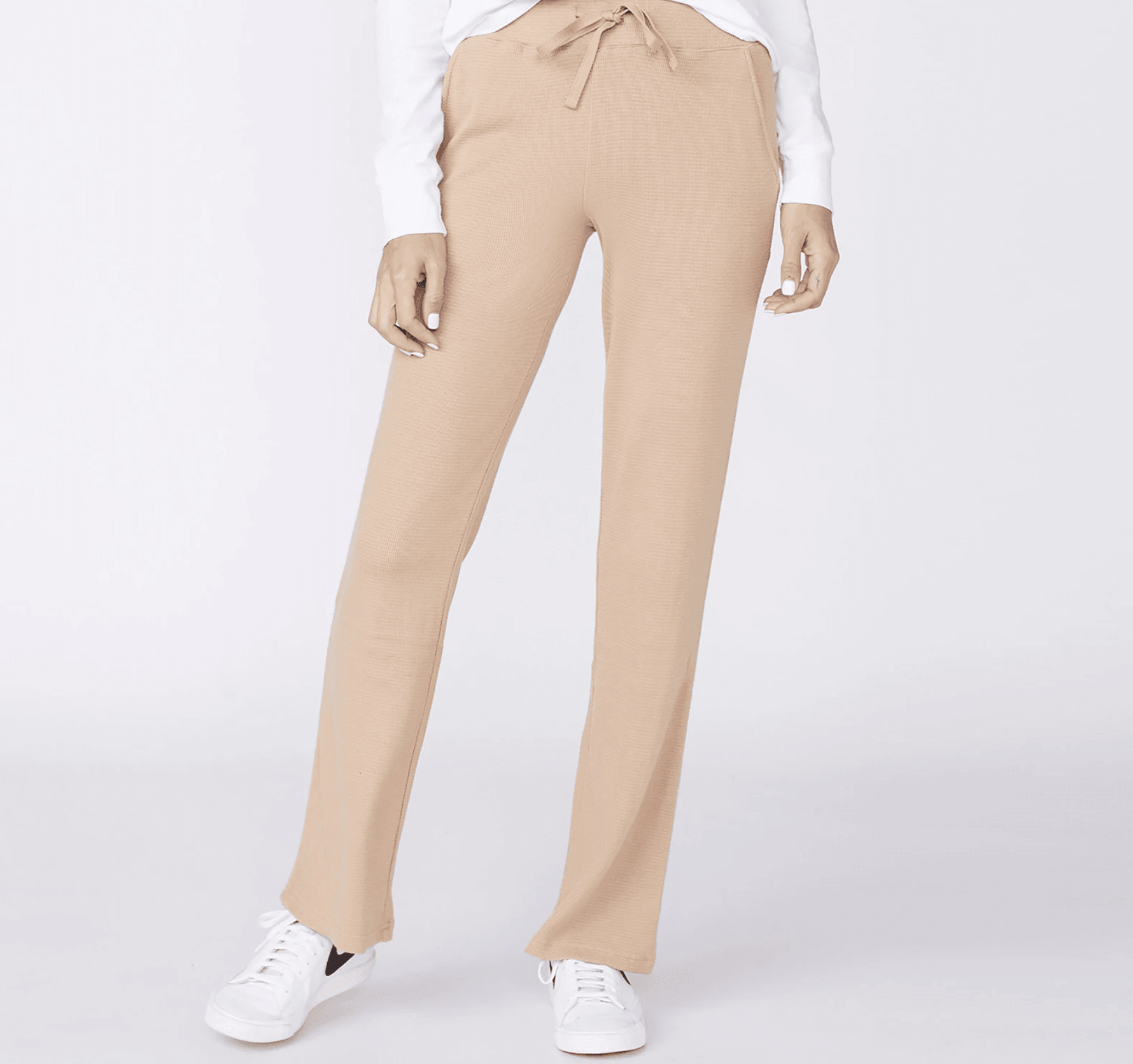 Baby Thermal Wide Leg Sweatpants in Latte by Monrow