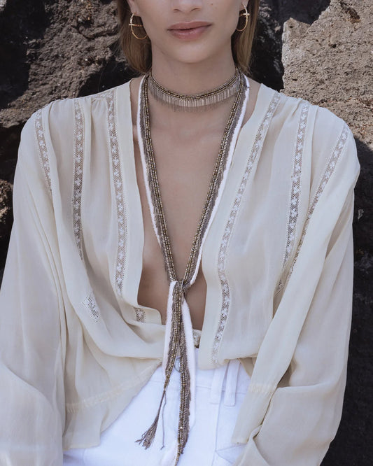 1K001 Long Necklace in Nude by Marie Laure Chamorel