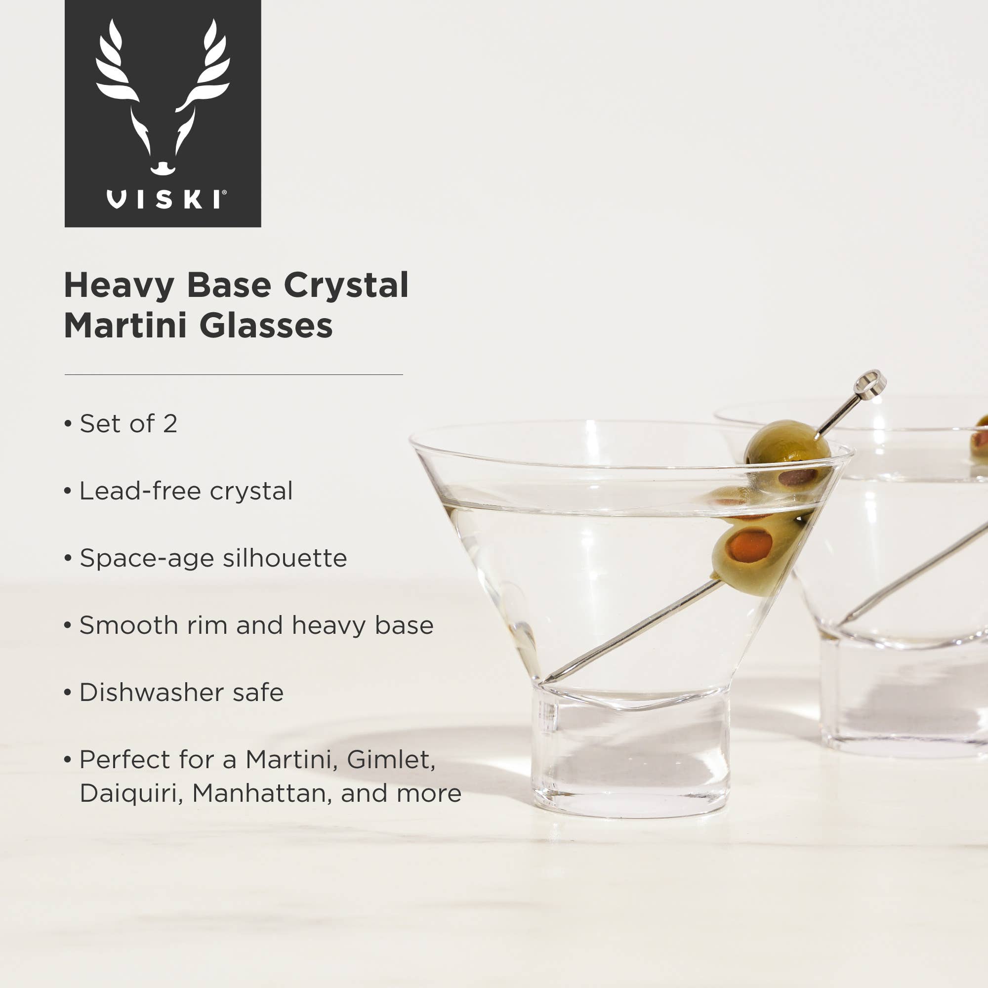 Raye Stemless Crystal Martini Glasses - Set of 2