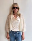 Mohair Light Bomber Cardigan in Creme by Maiami