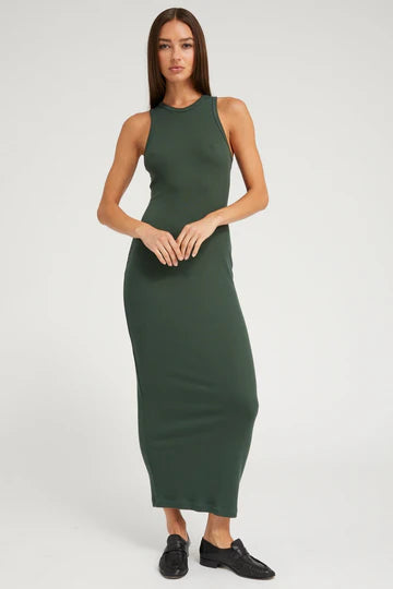 Rib Racer Maxi Dress in Ivy by SPRWMN