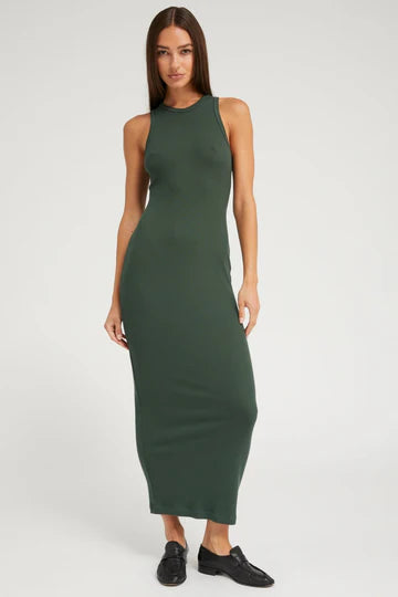 Rib Racer Maxi Dress in Ivy by SPRWMN