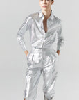 San Marino Metallic Linen Shirt in Silver by Lanhtropy