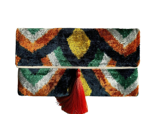 Silk Velvet Ikat Clutch