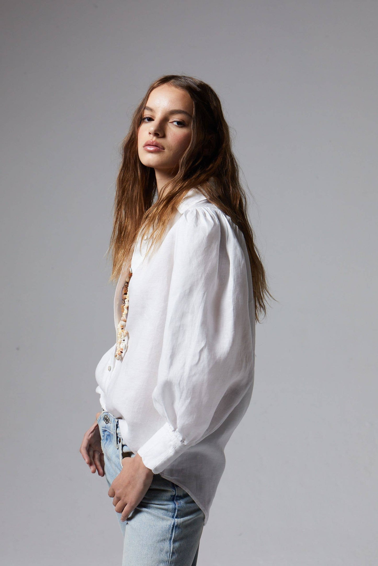 Camille Linen Shirt in White by Lanhtropy