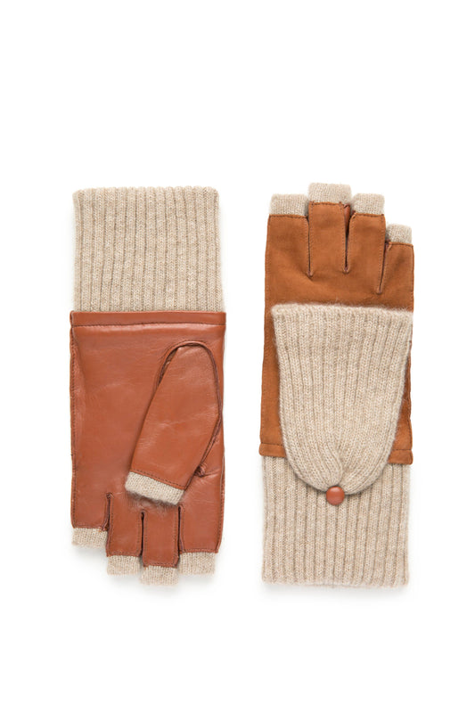 Suede & Leather Cashmere Pop Top Women's Gloves