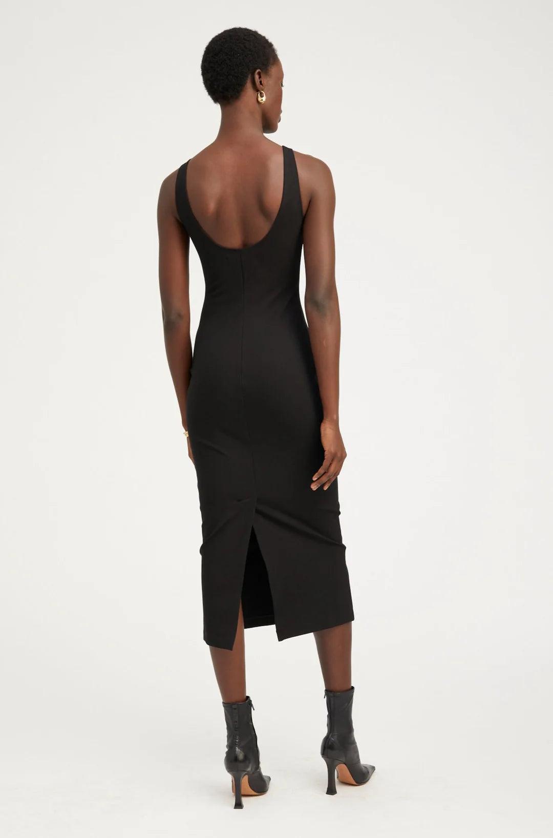 Scoop Neck Midi Dress in Black by SPRWMN - Haven