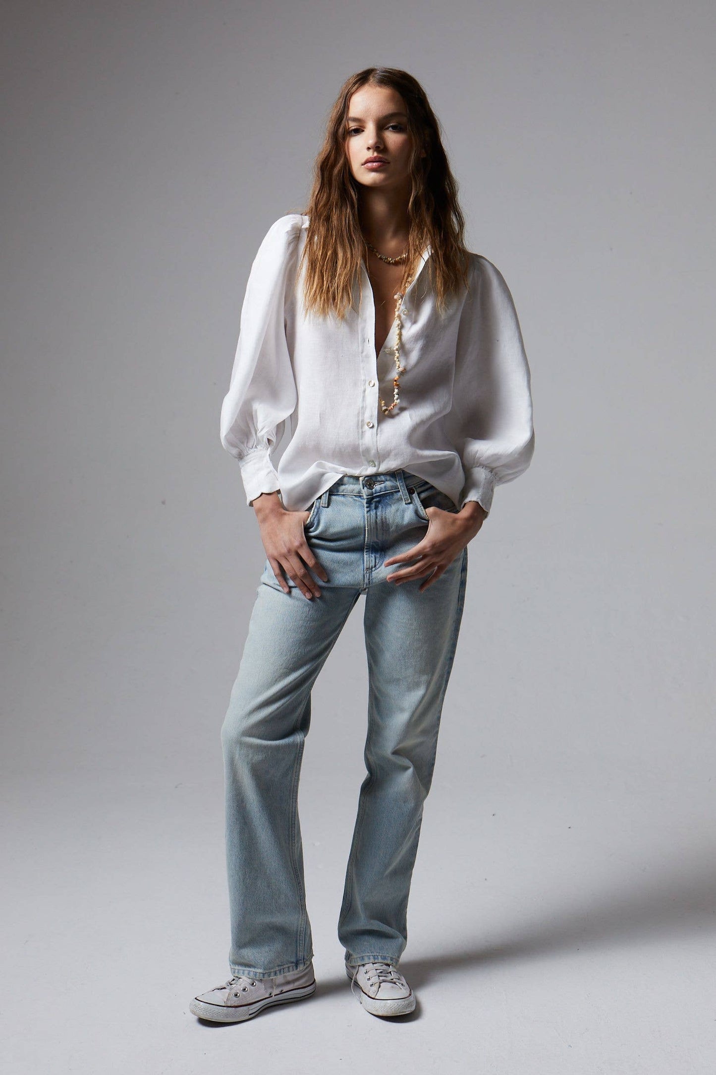 Camille Linen Shirt in White by Lanhtropy