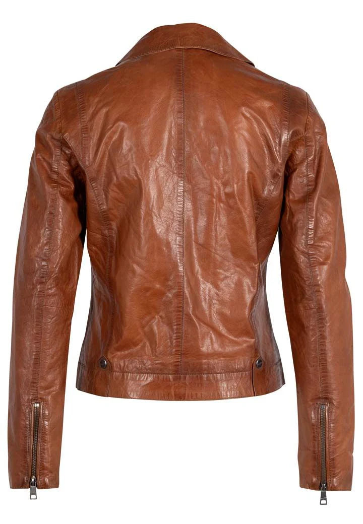 Fayola Leather Jacket in Cognac by Mauritius