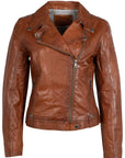 Fayola Leather Jacket in Cognac by Mauritius