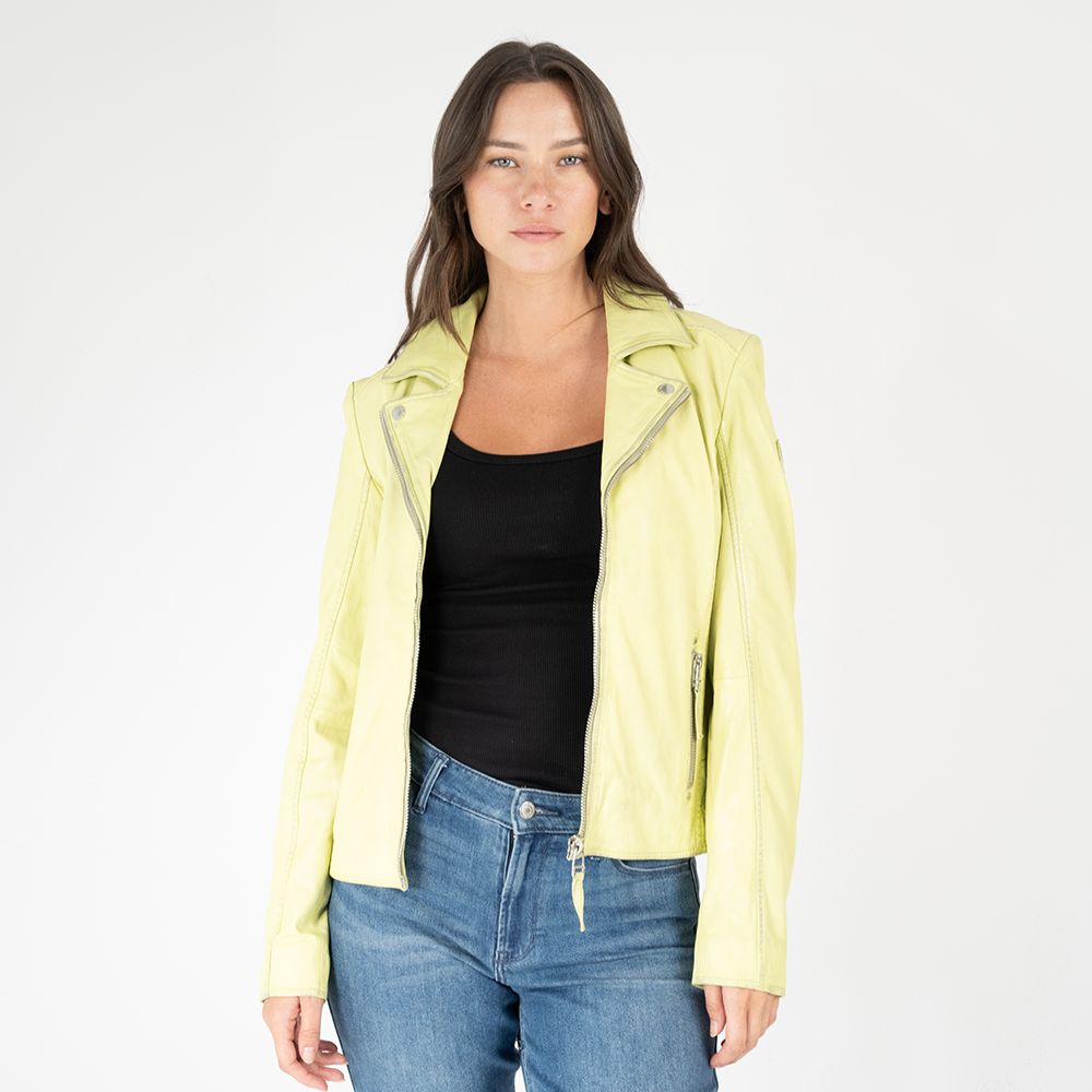 Louiza Leather Jacket in Limeade