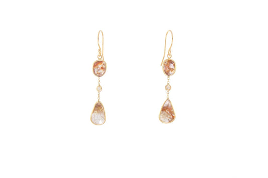 Red/Orange Diamond Slice Earrings by Leela Grace