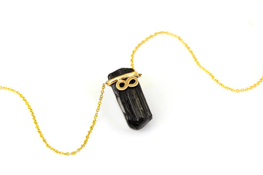 Black Tourmaline Necklace with the Infinity Symbol