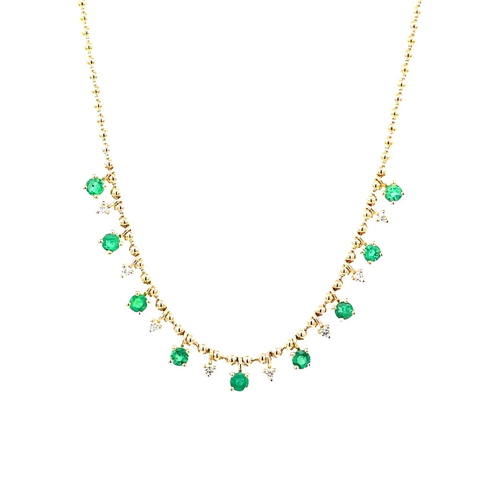 Dainty Emerald + Diamond Necklace by Leela Grace