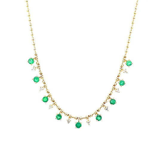 Dainty Emerald + Diamond Necklace by Leela Grace