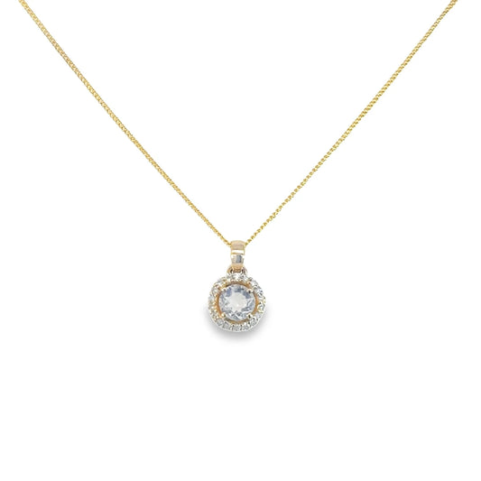 Moonstone and Diamond Halo Necklace