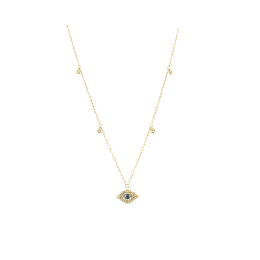 18K Evil Eye Sapphire and Diamond Necklace