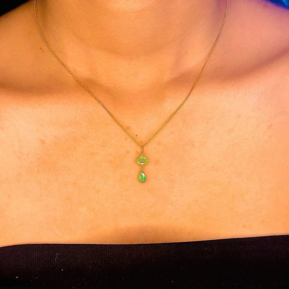 Emerald Duo Necklace by Leela Grace