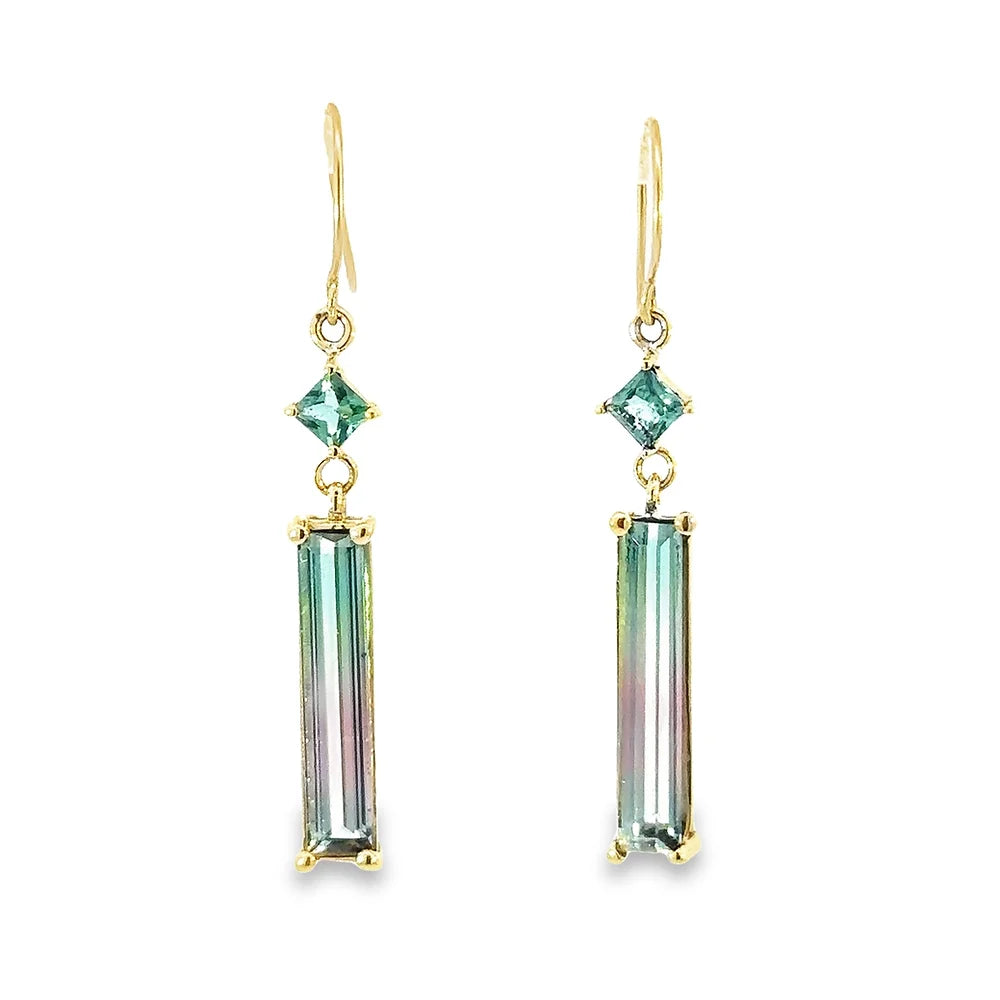 Multi-Color Tourmaline Pillar Earrings by Leela Grace