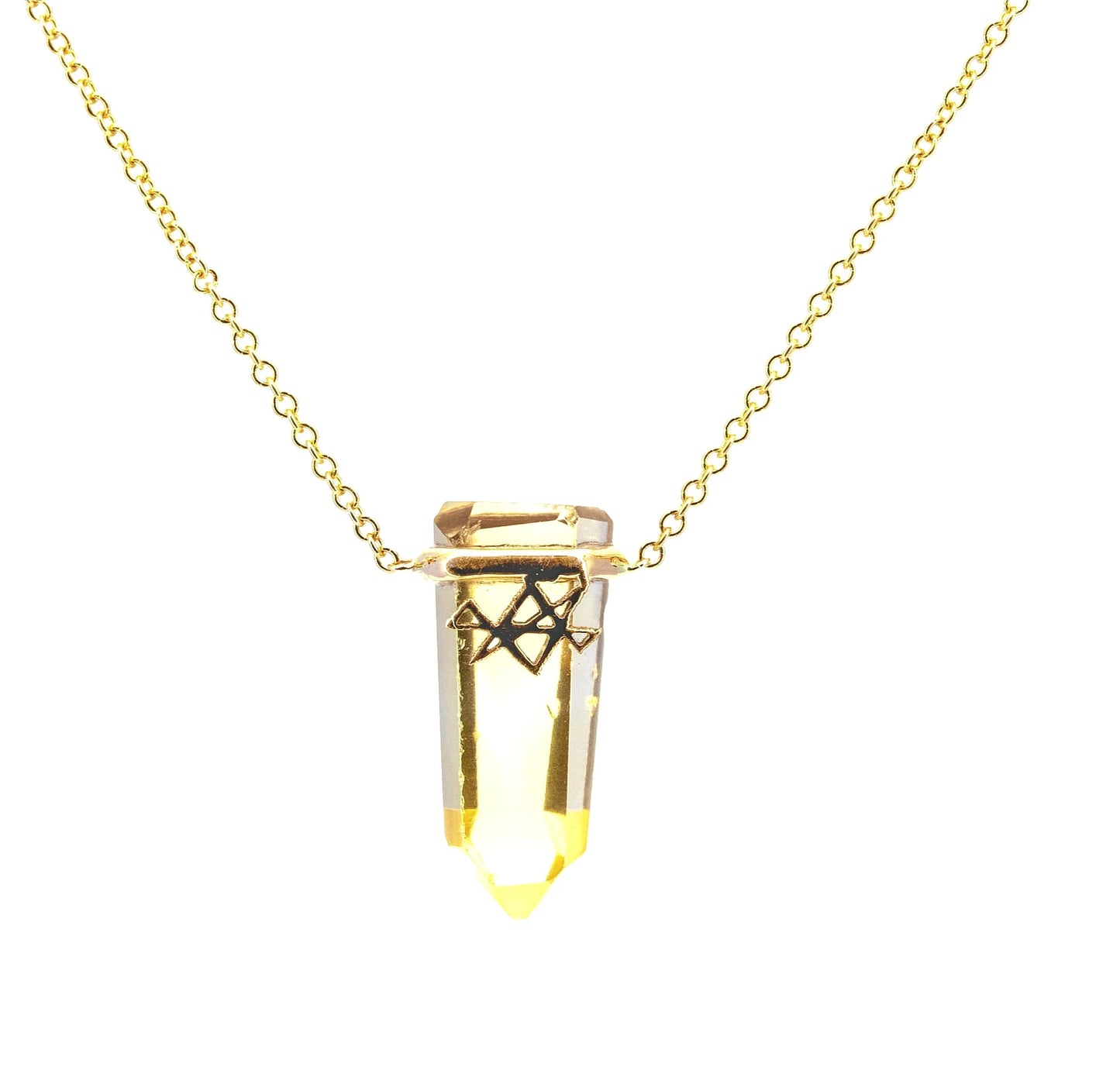 Citrine + 14K Yellow Gold Reiki Necklace