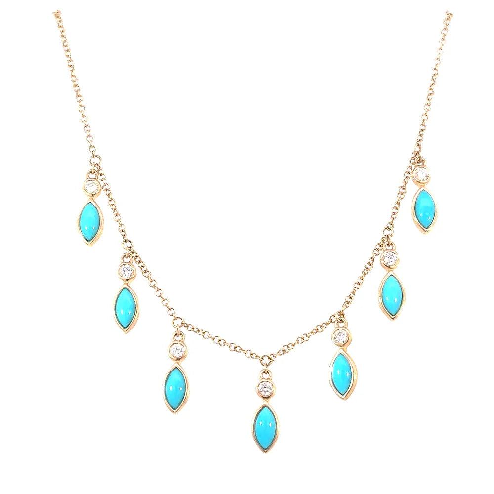 Turquoise and Diamond Teardrop Necklace by Leela Grace Jewelry - Haven