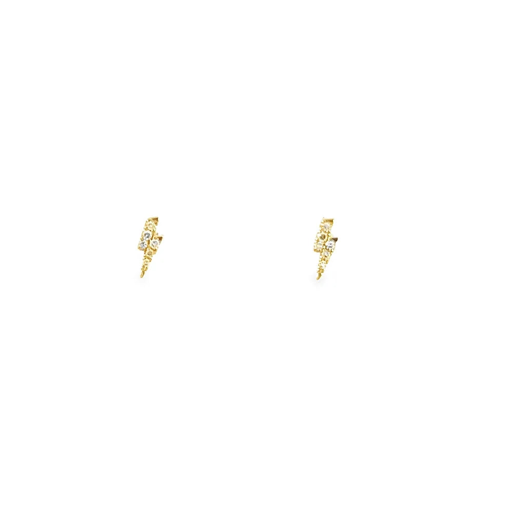 Mini Diamond Lightning Bolt Studs by Leela Grace