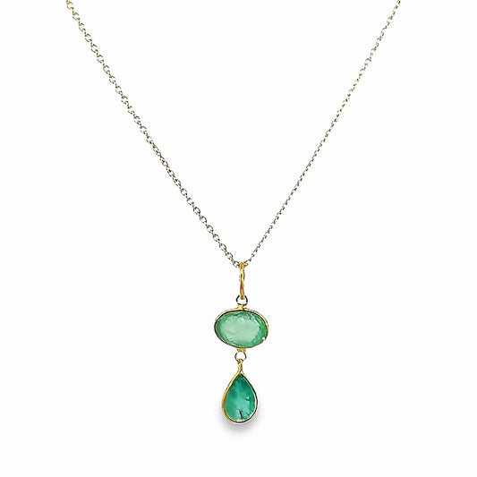 Emerald Duo Necklace by Leela Grace