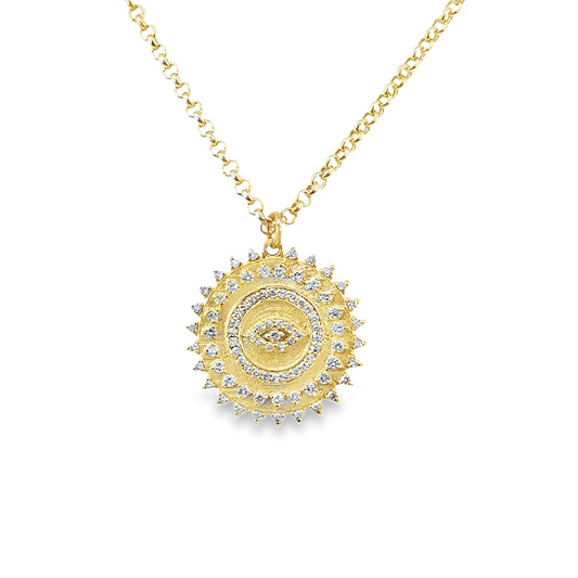 Diamond Evil Eye Sun Necklace