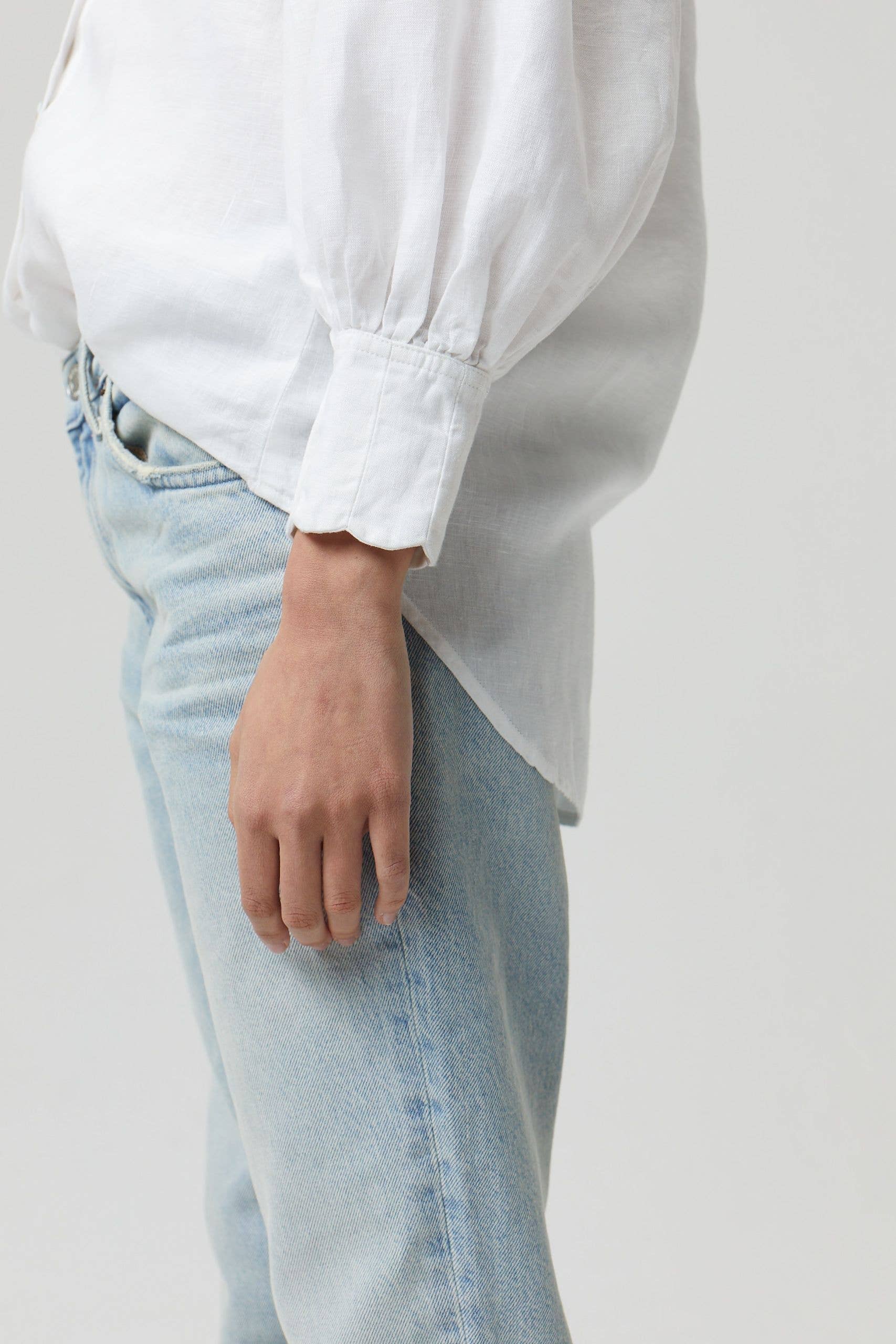 Camille Linen Shirt in White by Lanhtropy