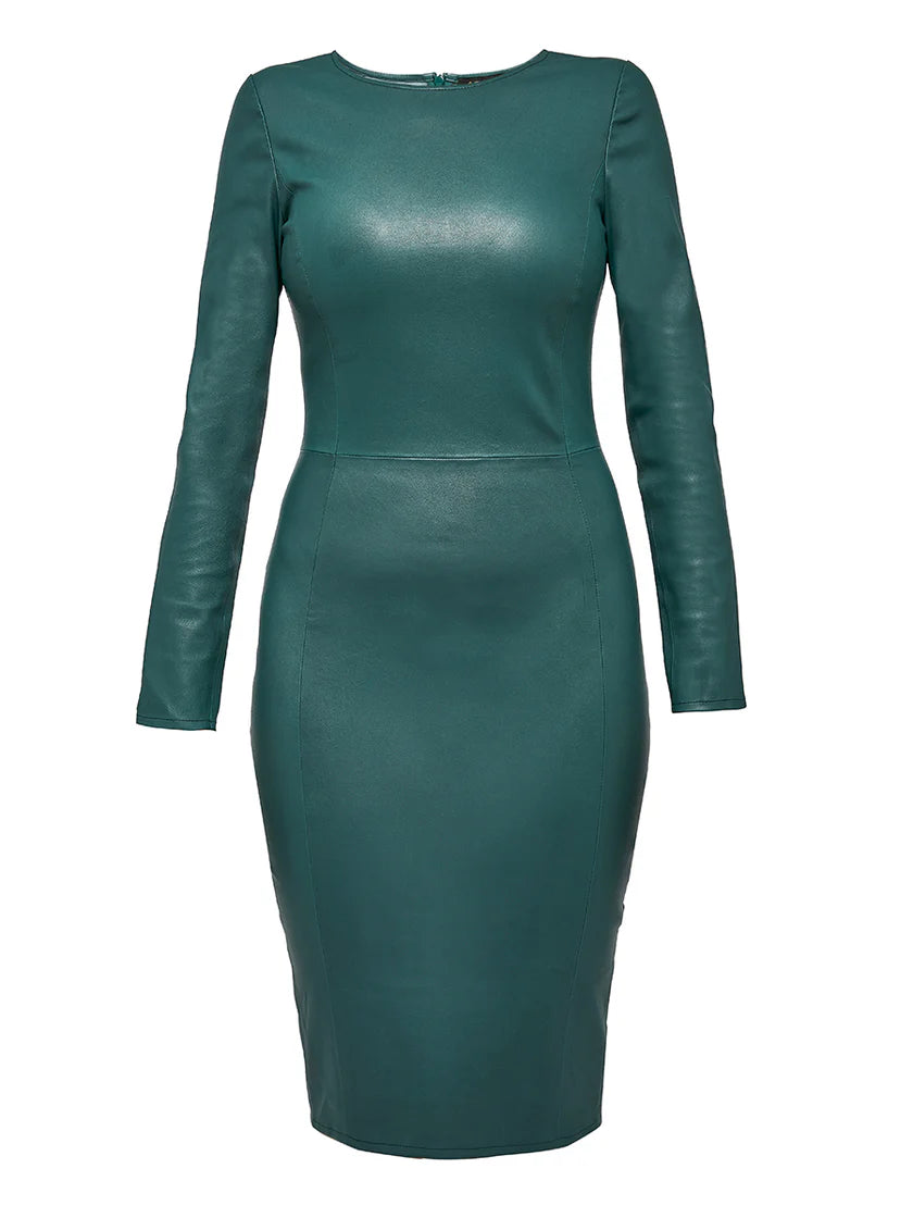 Mrs. Smith Stretch Leather Dress in Green by AS by DF