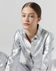 San Marino Metallic Linen Shirt in Silver by Lanhtropy