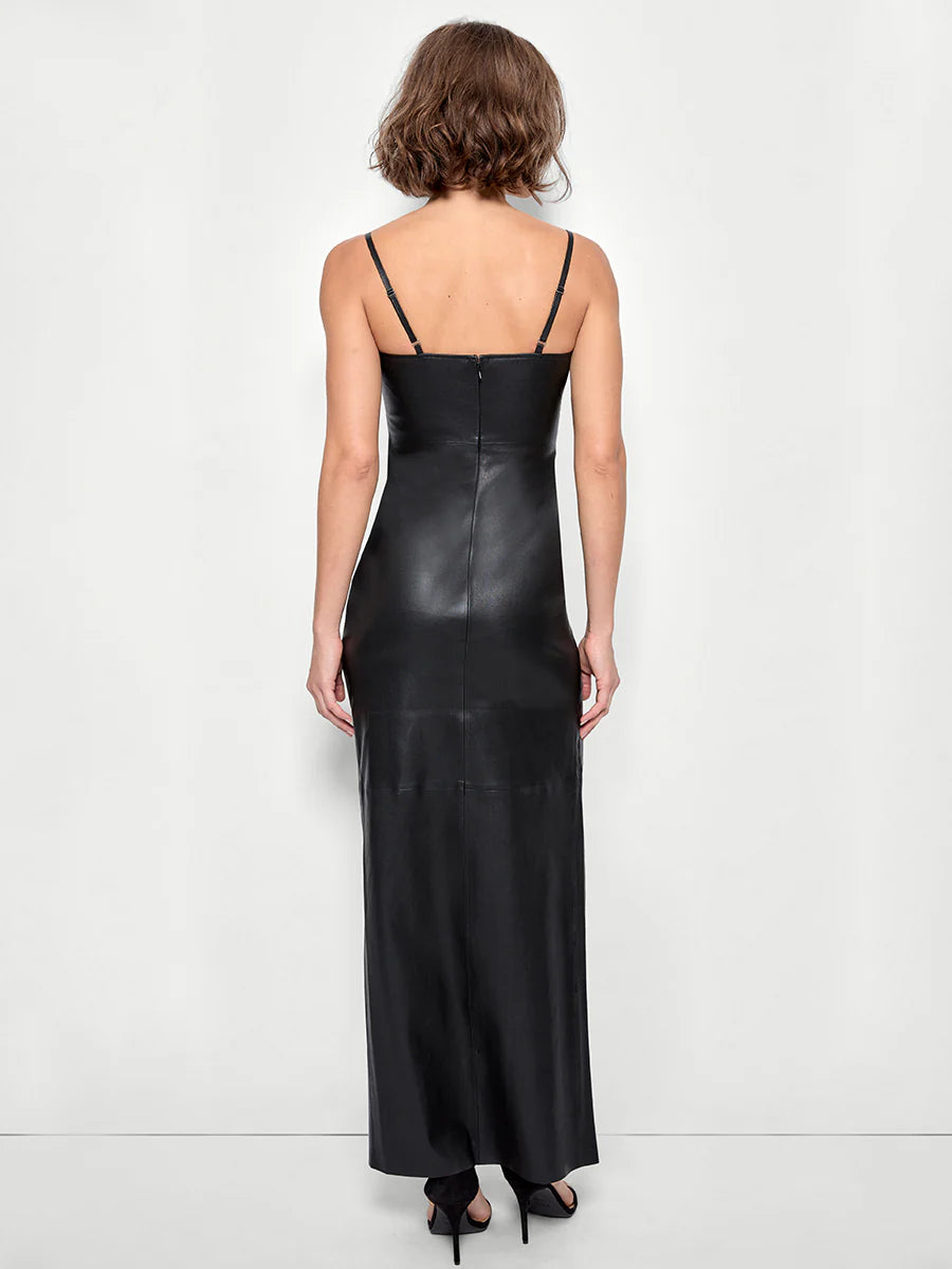 Aphrodite Stretch Leather Dress in Black by As by DF