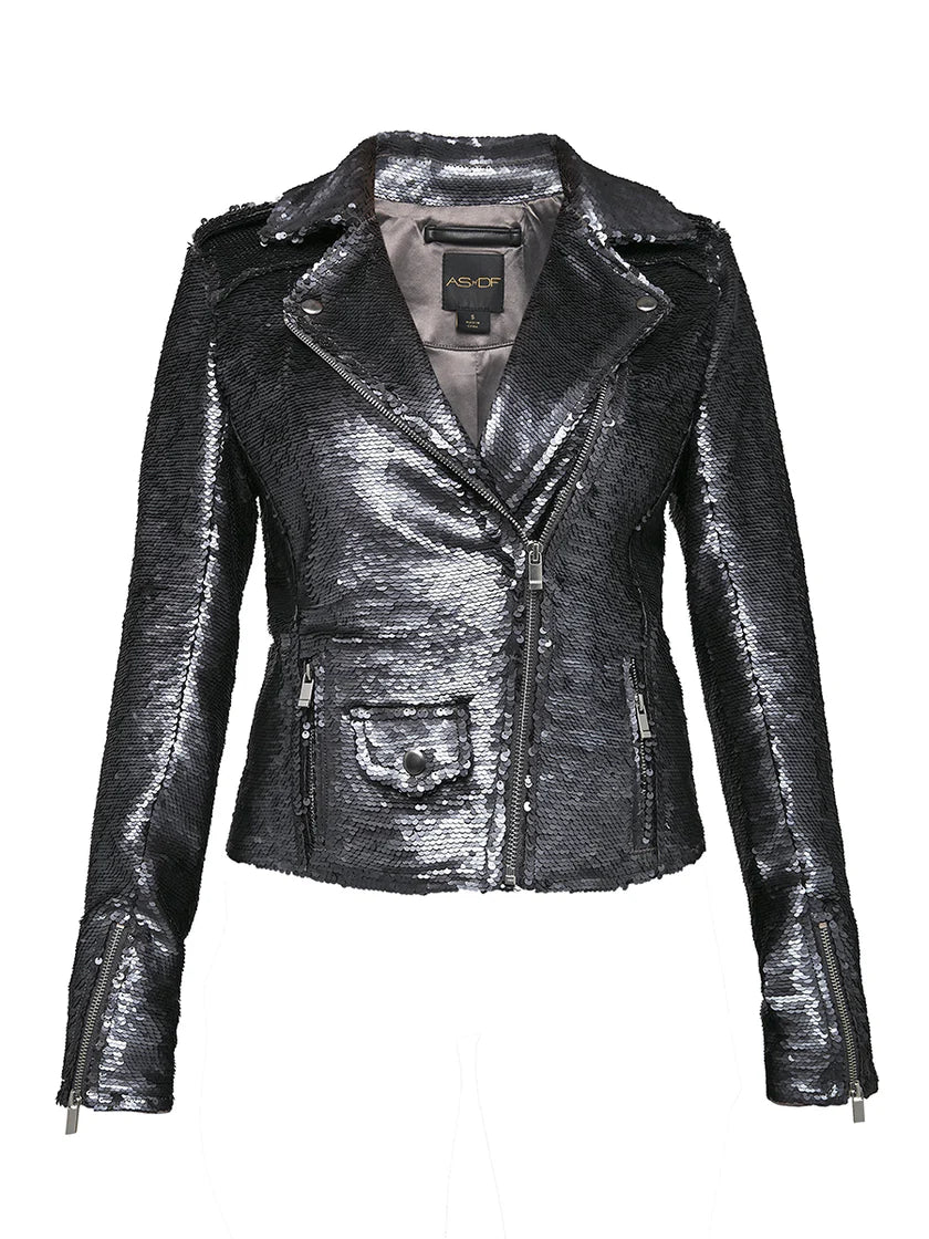 Lullaby Sequin Moto Jacket by AS by DF