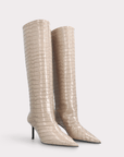 Mia Patent Croc Embossed Leather Boots by Ingiliz