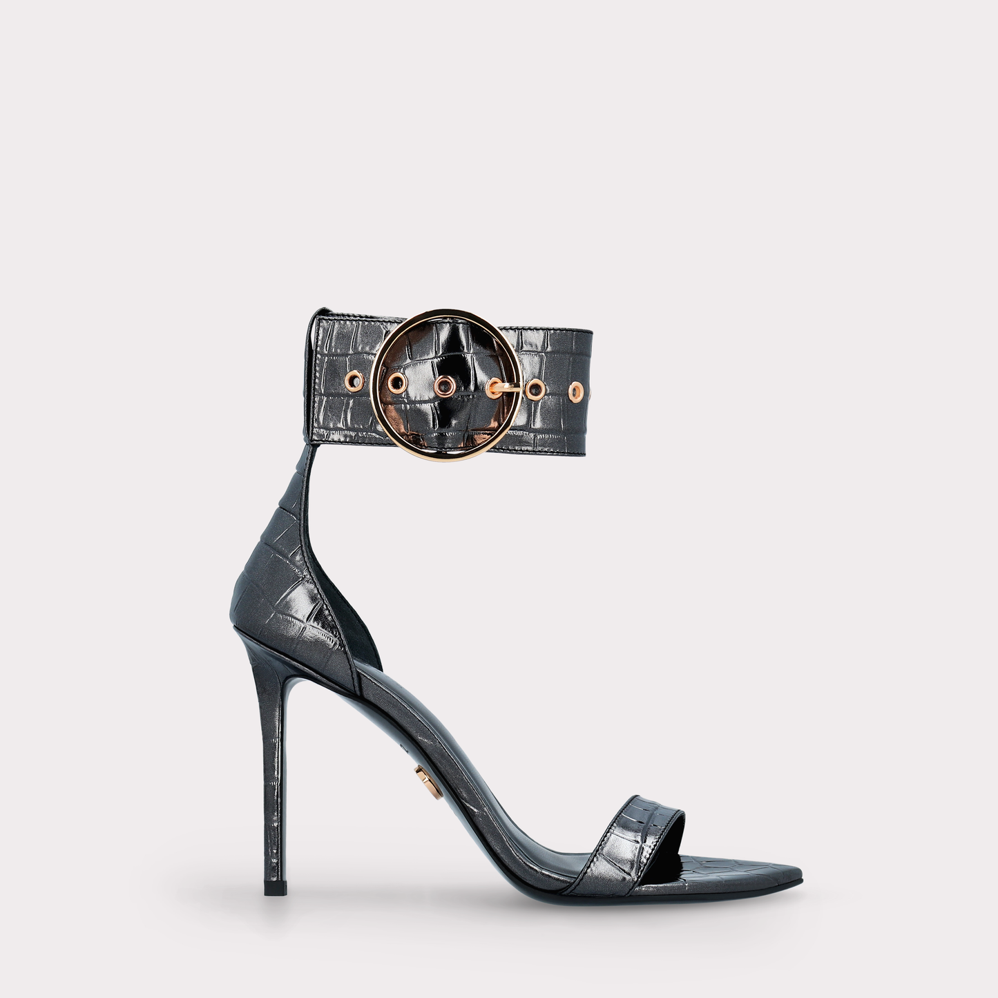 Adele Croc Embossed Leather Sandals by Ingiliz