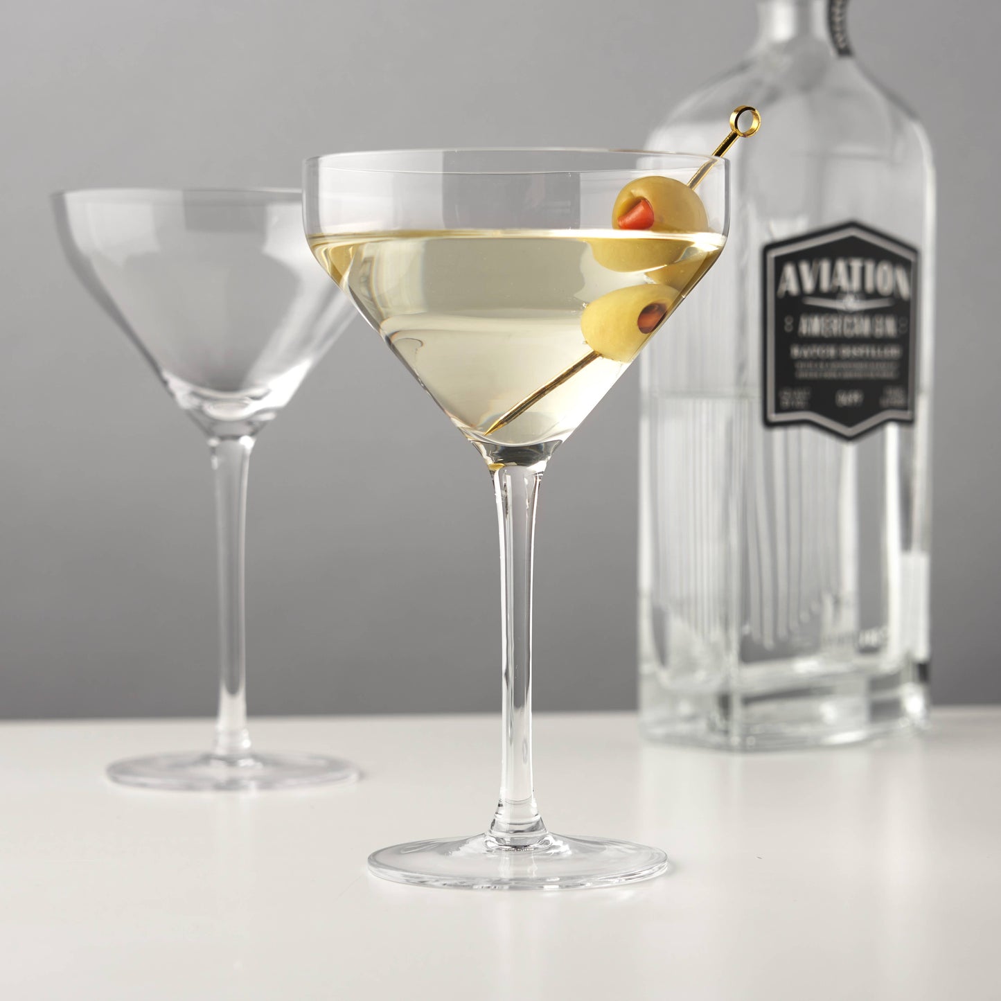 Raye™ Stemmed Angled Crystal Martini Glasses - Set of 2