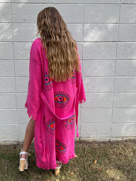 Hot Pink Multi Eye Kaftan