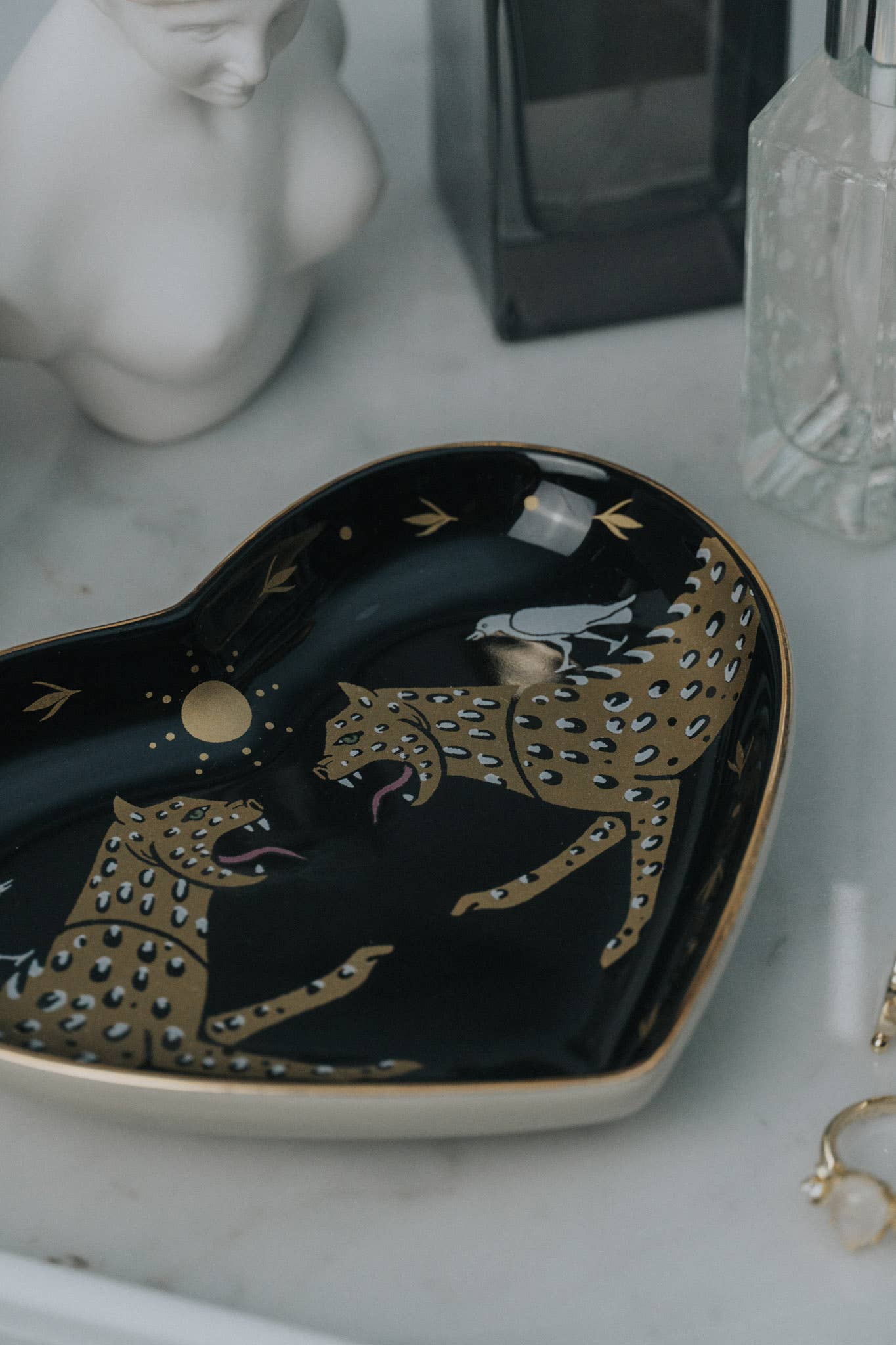 Two Cheetahs Ceramic Heart Dish