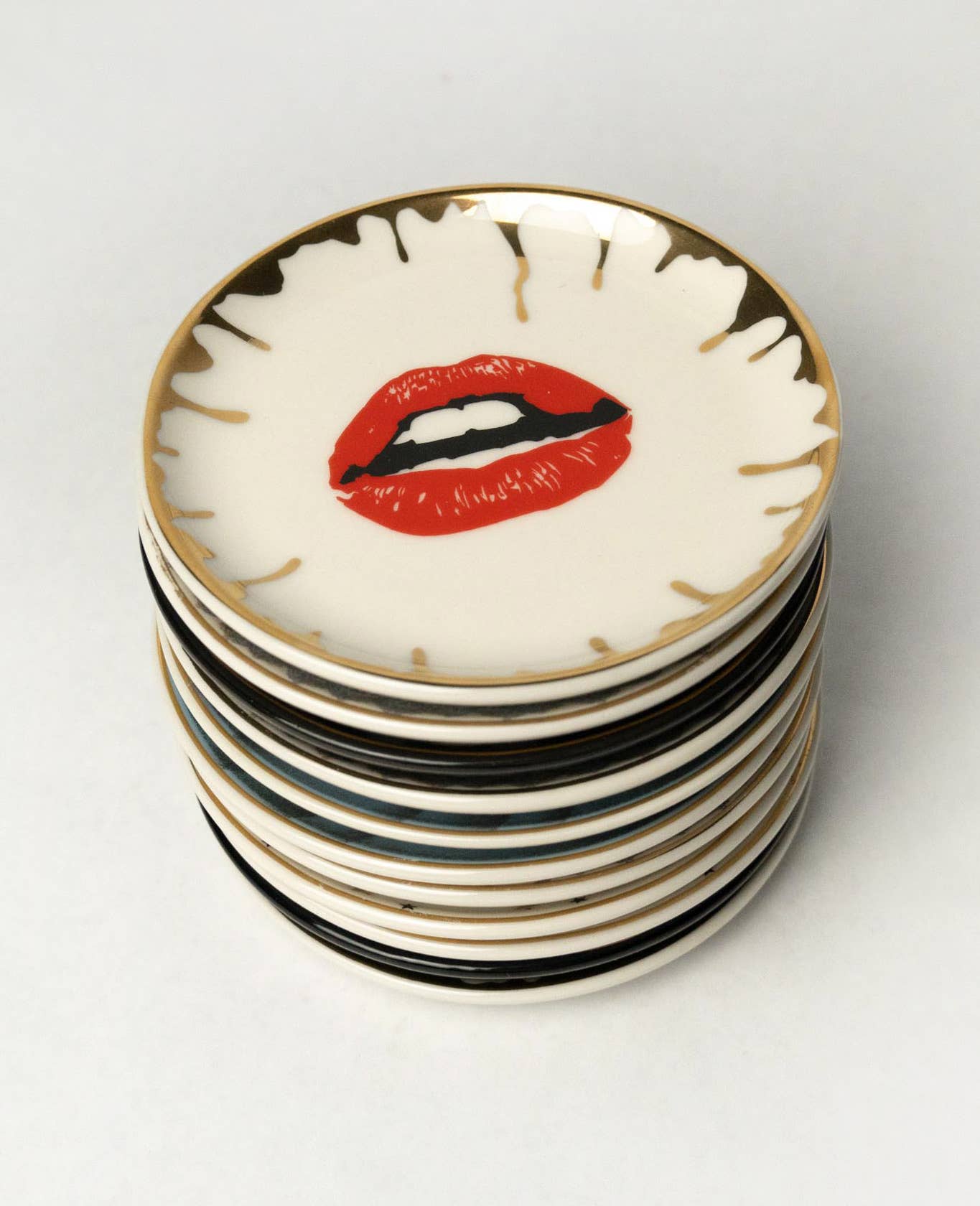 Lips Round Ceramic Trinket Dish