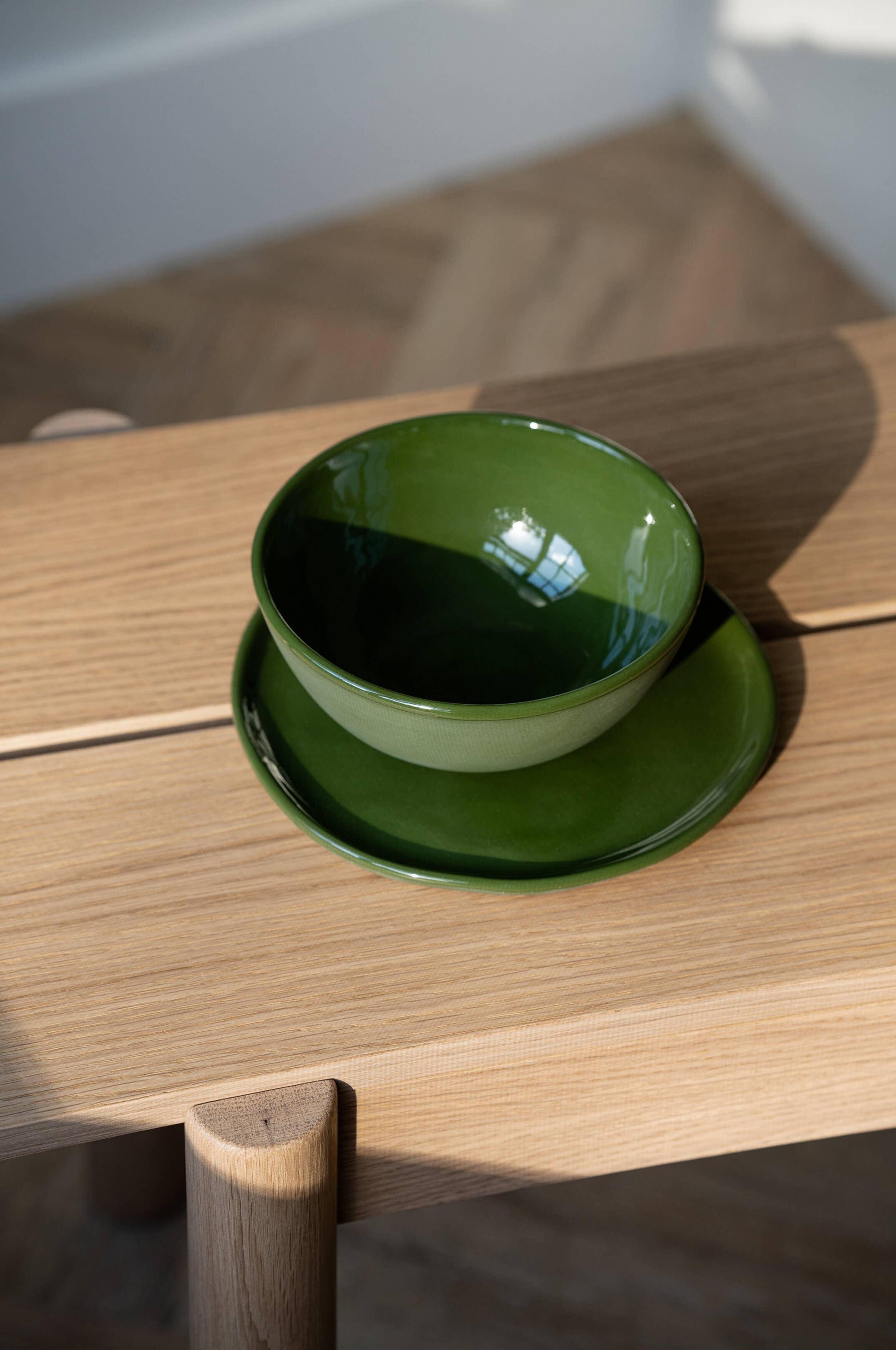 Handmade Porcelain Everyday Bowl. Green - Haven