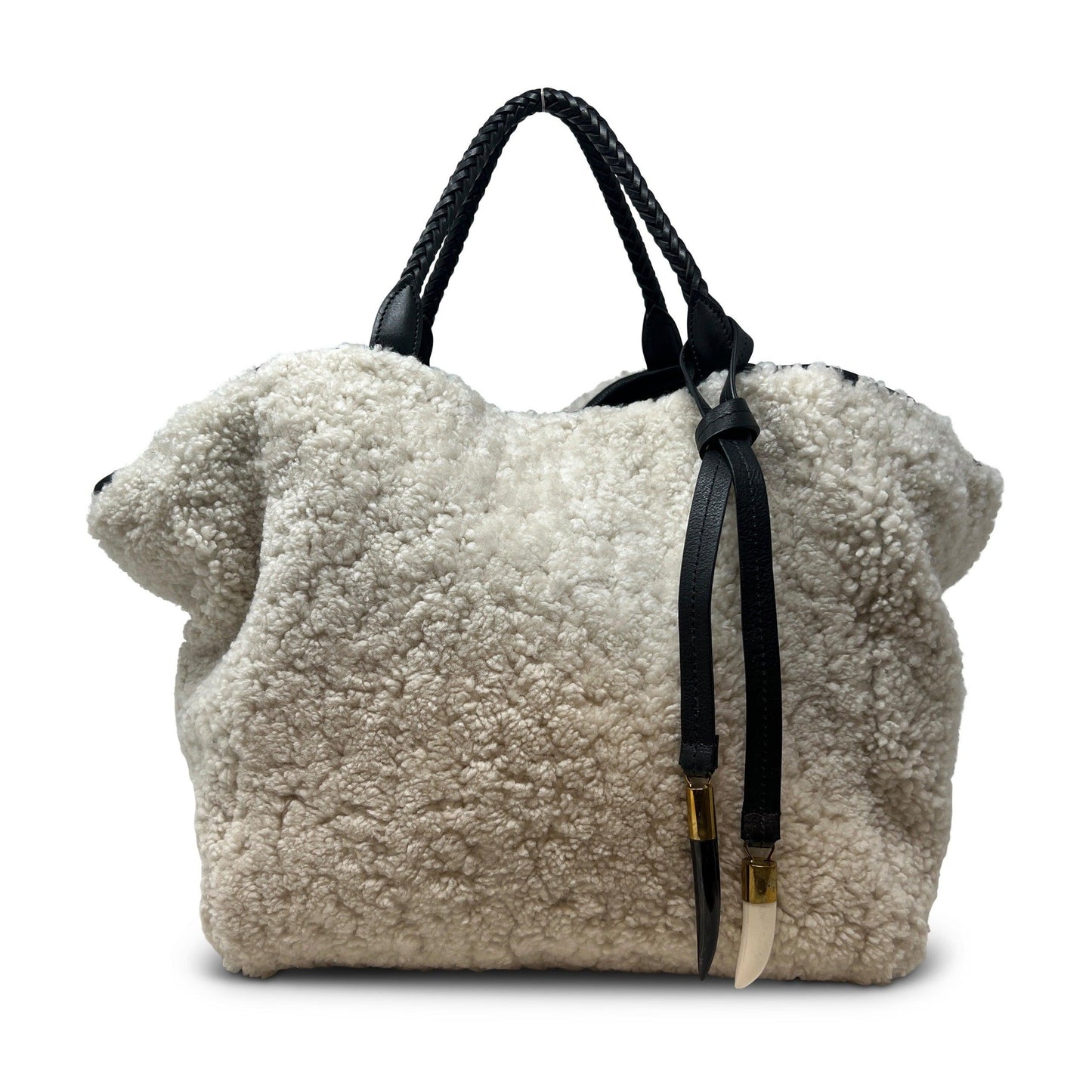 Natural Shearling Square Tote by Kempton