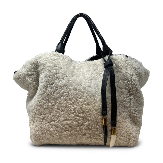 Natural Shearling Square Tote by Kempton