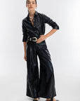 San Marino Metallic Linen Shirt in Black by Lanhtropy