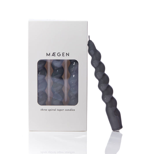 MÆGEN Spiral Taper Candles - 3 Pack - Dark Grey