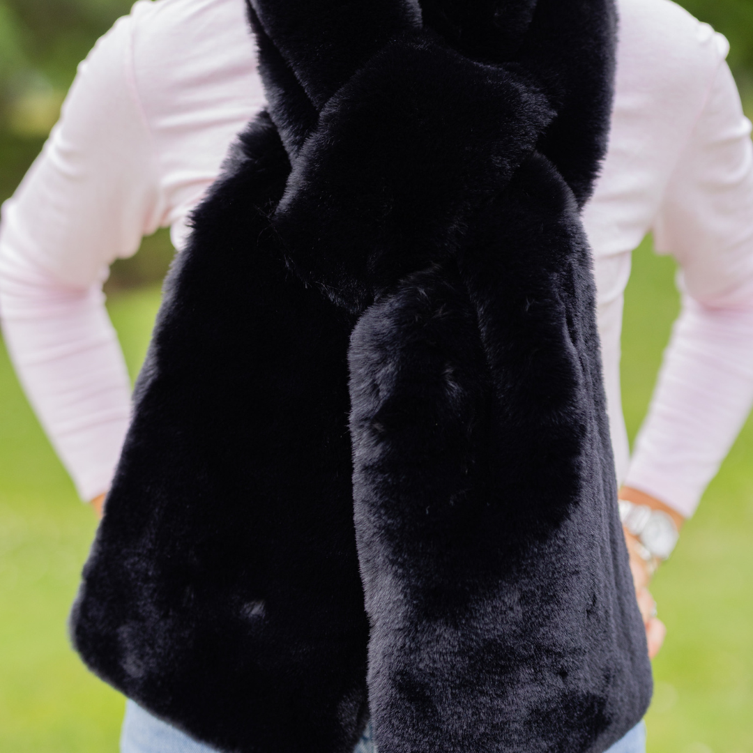 Black Faux Fur Scarf by Pretty Rugged