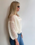 Mohair Light Bomber Cardigan in Creme by Maiami