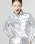 San Marino Metallic Linen Shirt in Silver by Lanhtropy