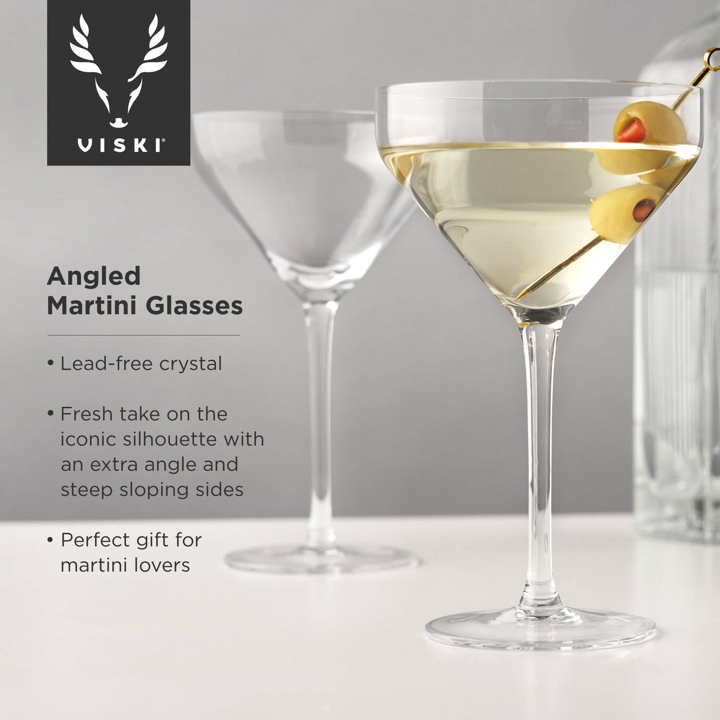 Raye™ Stemmed Angled Crystal Martini Glasses - Set of 2