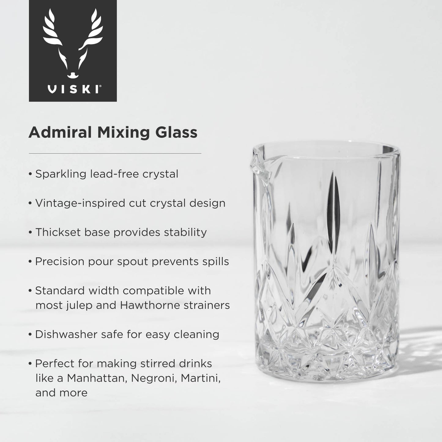 Admiral Vintage-Style Crystal Cocktail Mixing Glass