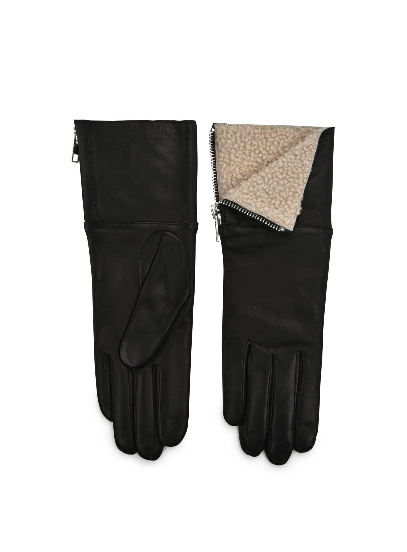 Touch Tech Leather with Shearling Cuff Zipper by Amato New York